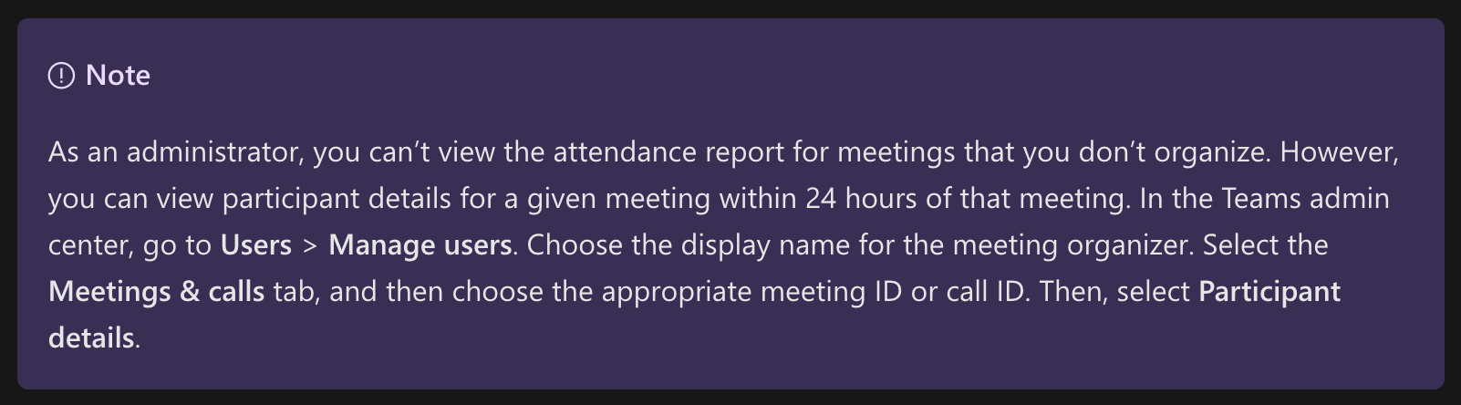 Teams Attendance Report Note
